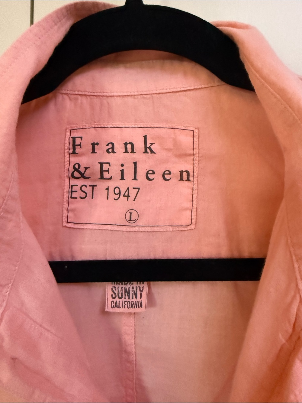 Frank & Eileen Barry Pink Button Front Shirt Size L Lightweight Cotton EUC - Picture 3 of 7